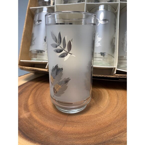 Vintage Libbey Silver Foliage 8-Piece Cooler Glass Set 15 Oz 1950s - Picture 8 of 11